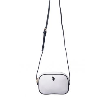 Geanta crossbody de piele ecologica - Alb/Negru