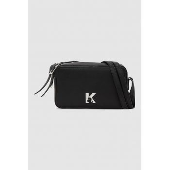 Geanta crossbody de piele ecologica cu bareta ajustabila - Negru