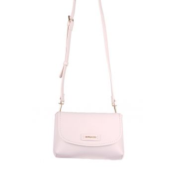 Geanta crossbody de piele ecologica cu bareta detasabila - Alb