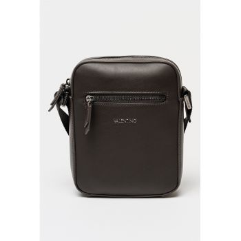 Geanta crossbody de piele ecologica cu buzunar exterior cu fermoar Horizon - Maro inchis