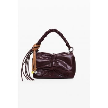 Geanta crossbody de piele ecologica cu funda - Visiniu inchis