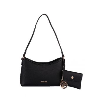 Geanta crossbody de piele ecologica cu talisman-etui - Negru