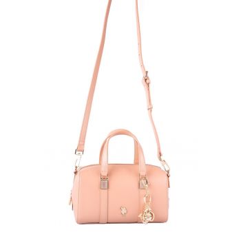 Geanta crossbody de piele ecologica - Roz somon