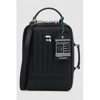 Geanta crossbody de piele ecologica Suitcase Style - Negru
