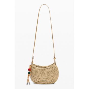 Geanta crossbody din paie - Maro nisip