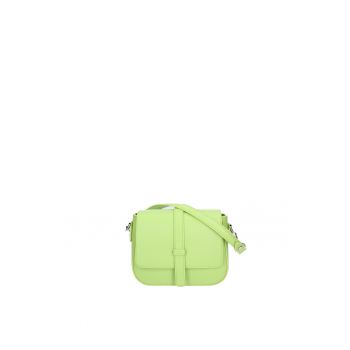 Geanta crossbody din piele cu clapa - Verde