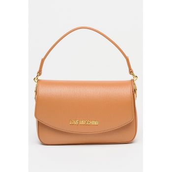 Geanta crossbody din piele ecologica cu bareta detasabila - Maro scortisoara