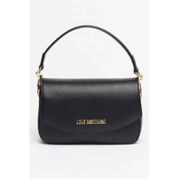 Geanta crossbody din piele ecologica cu bareta detasabila - Negru antracit