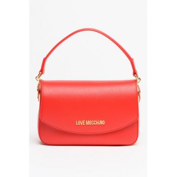 Geanta crossbody din piele ecologica cu bareta detasabila - Rosu vermillion