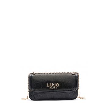 Geanta crossbody din piele ecologica cu bareta din lant - Negru