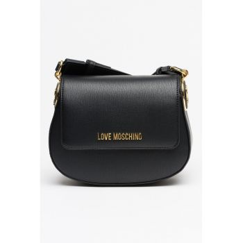 Geanta crossbody din piele ecologica cu clapa - Negru