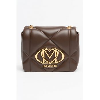 Geanta crossbody din piele ecologica cu logo - Maro inchis