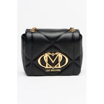 Geanta crossbody din piele ecologica cu logo - Negru