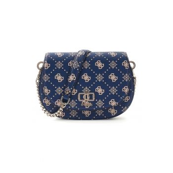 Geanta crossbody din piele ecologica cu model logo Emelie - Bleumarin