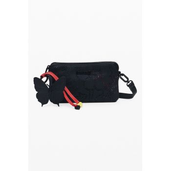Geanta crossbody din piele ecologica cu model - Negru