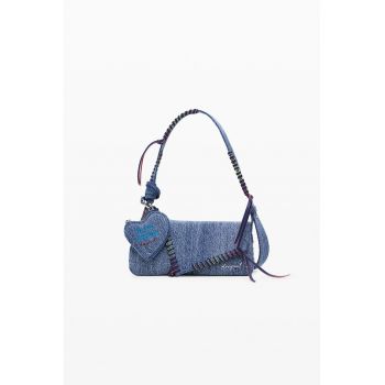Geanta crossbody mica de denim - Albastru melange