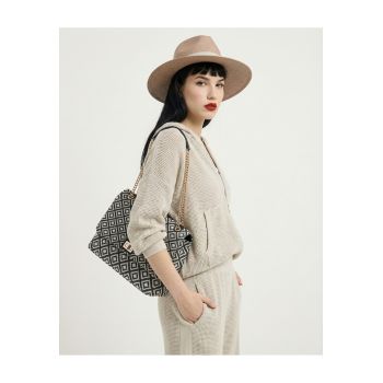 Geanta cu bareta convergibila de lant Amelia Plus - Alb/Negru