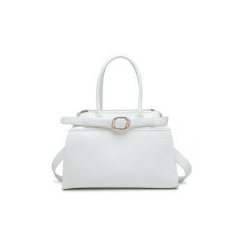 Geanta cu bareta de umar si aspect granulat Elowen - Alb