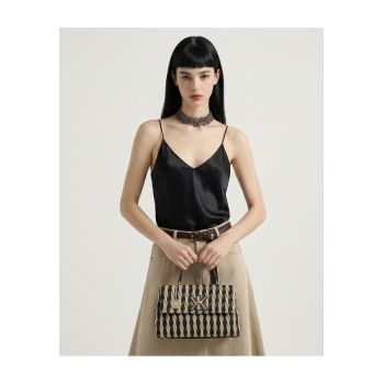 Geanta cu maner si bareta detasabila Astraea - Negru/Bej