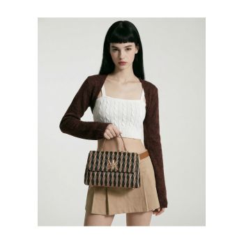 Geanta cu maner si bareta detasabila Astraea - Negru/Maro