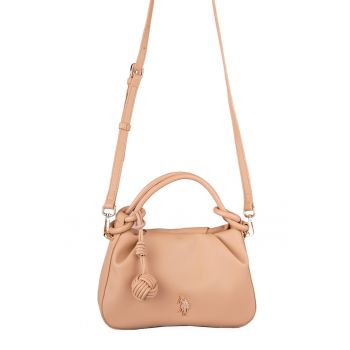 Geanta cu maner si logo - Maro nisip