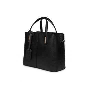 Geantă damă  Gianna piele naturală neagră - 26x33x14cm - cu două compartimente