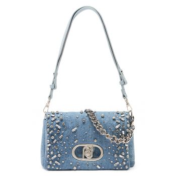 Geanta de denim cu bareta de umar Lapuffy - Albastru petrol