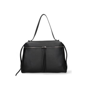Geanta de piele cu bareta ajustabila Silvana - Negru