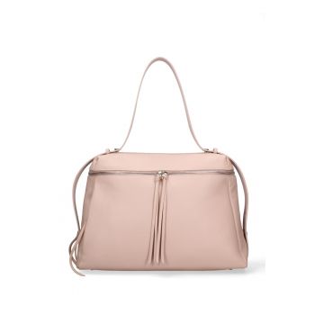 Geanta de piele cu bareta ajustabila Silvana - Roz deschis