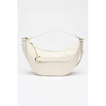 Geanta de piele cu bareta de umar Paki - Crem