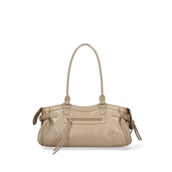 Geanta de piele cu bareta Zefira Lux - Maro camel