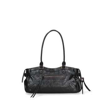 Geanta de piele cu bareta Zefira Lux - Negru