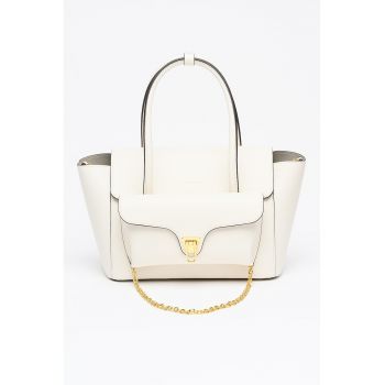 Geanta de piele cu etui detasabil Double Beat - Alb murdar