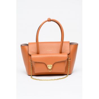 Geanta de piele cu etui detasabil Double Beat - Caramel