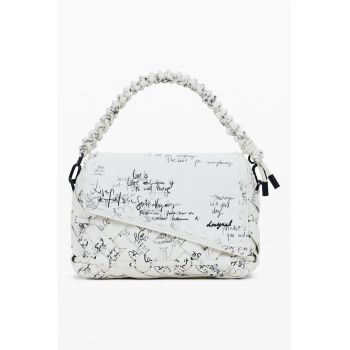 Geanta de piele ecologica cu bareta de umar - Alb