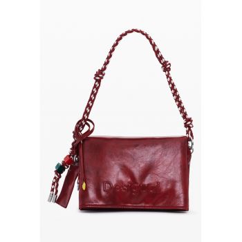 Geanta de piele ecologica cu bareta de umar - Rosu inchis