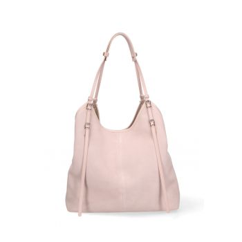 Geanta de piele intoarsa cu bareta Serena - Roz pal