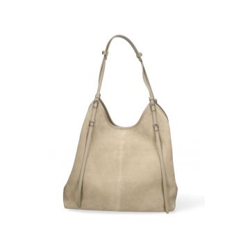 Geanta de piele intoarsa cu bareta Serena - Verde