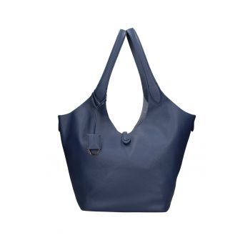 Geanta de piele intoarsa cu bareta si etui interior Carys Chic - Bleumarin