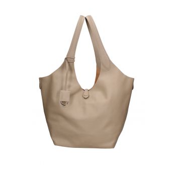 Geanta de piele intoarsa cu bareta si etui interior Carys Chic - Maro camel