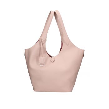 Geanta de piele intoarsa cu bareta si etui interior Carys Chic - Roz deschis