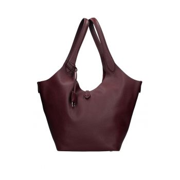 Geanta de piele intoarsa cu bareta si etui interior Carys Chic - Visiniu