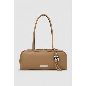 Geanta de piele structurata cu bareta Ikon - Caramel