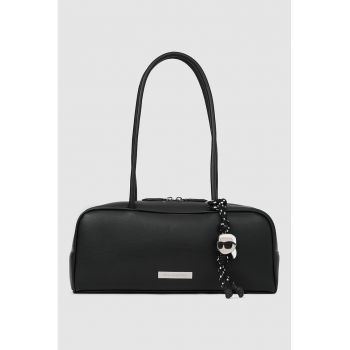 Geanta de piele structurata cu bareta Ikon - Negru