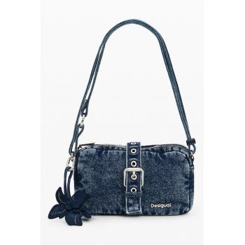 Geanta din denim cu bareta de umar si catarama - Denim Blue