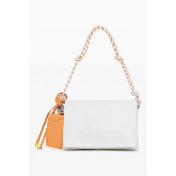 Geanta din piele ecologica cu bareta de umar - Alb