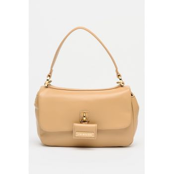 Geanta din piele ecologica cu bareta de umar - Maro deschis