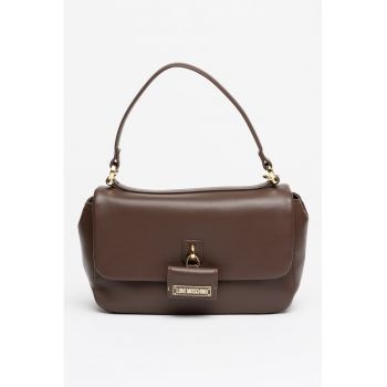 Geanta din piele ecologica cu bareta de umar - Maro inchis