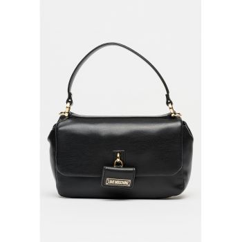 Geanta din piele ecologica cu bareta de umar - Negru
