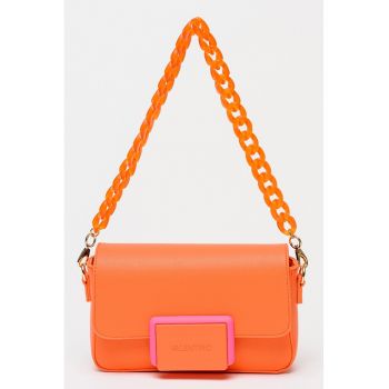 Geanta din piele ecologica cu bareta de umar Thetis - Portocaliu neon